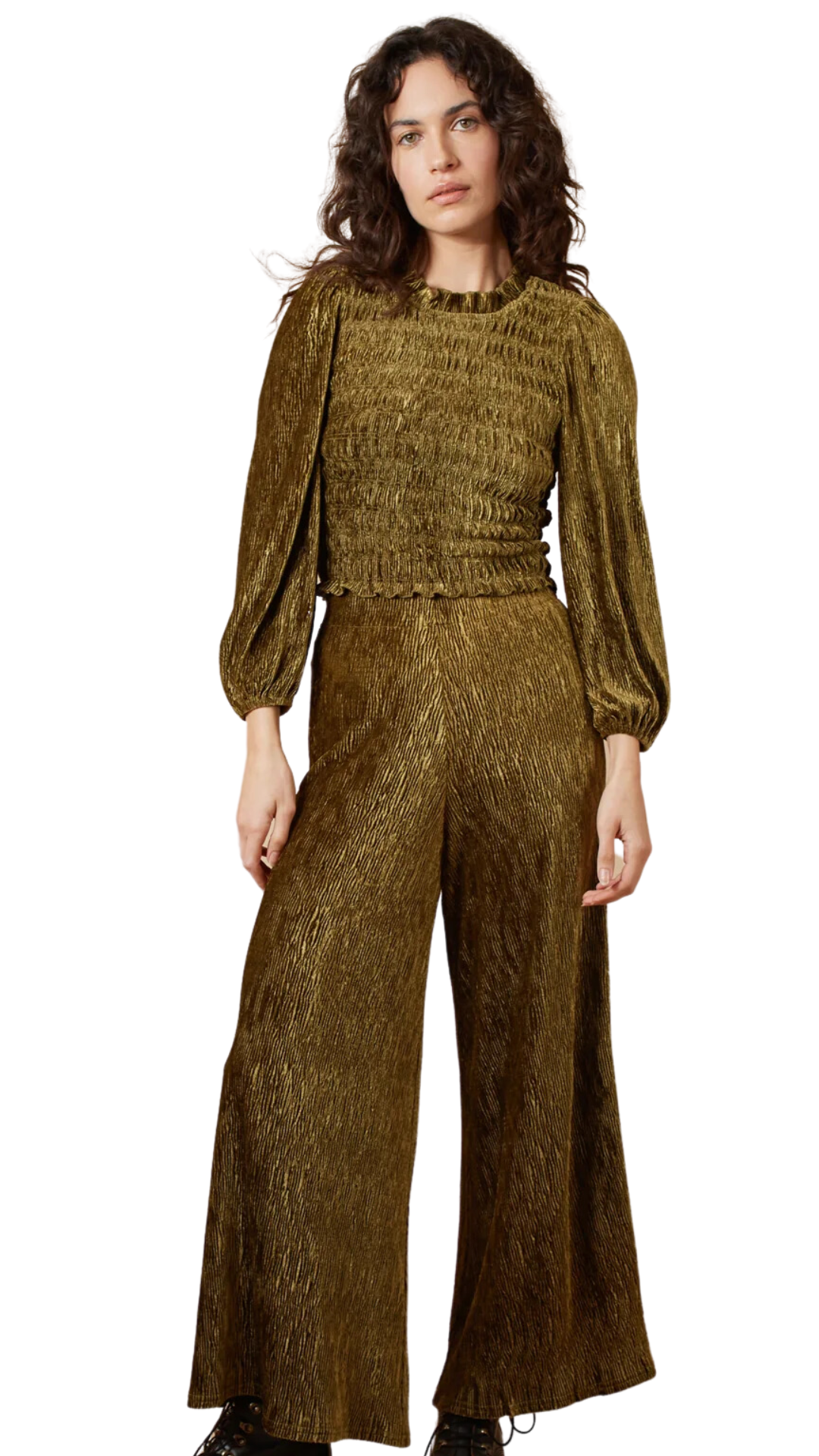 Velvet Green Palazzo Trousers