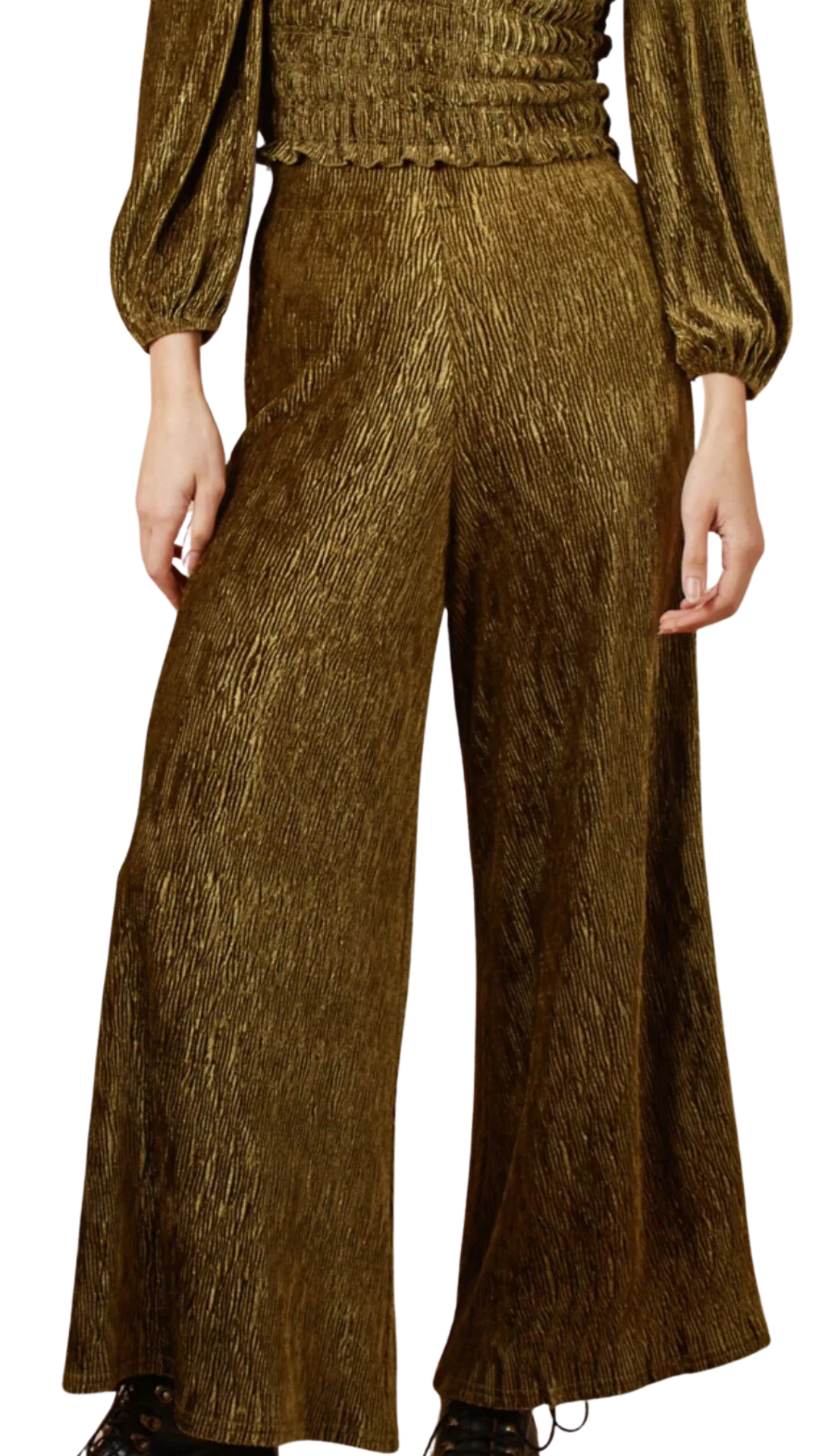 Velvet Green Palazzo Trousers