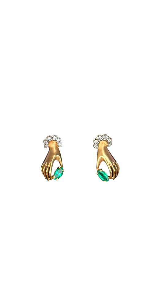Emerald Hand Stud Earring