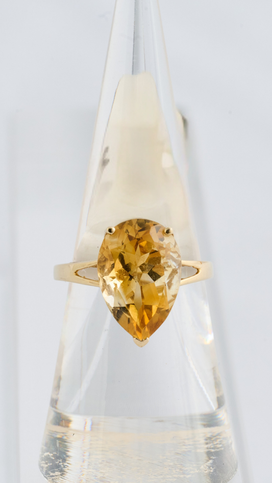 144 Citrine Pear Ring