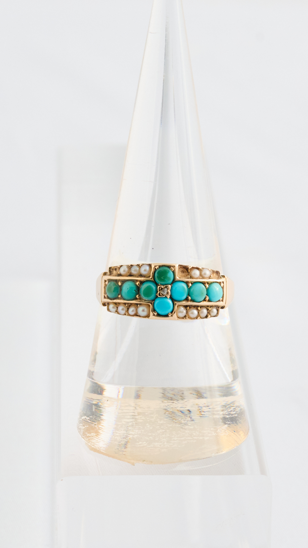 324 Turquoise Split Pearl Ring