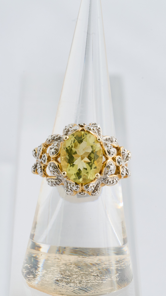 110 Citrine Floral Cocktail Ring