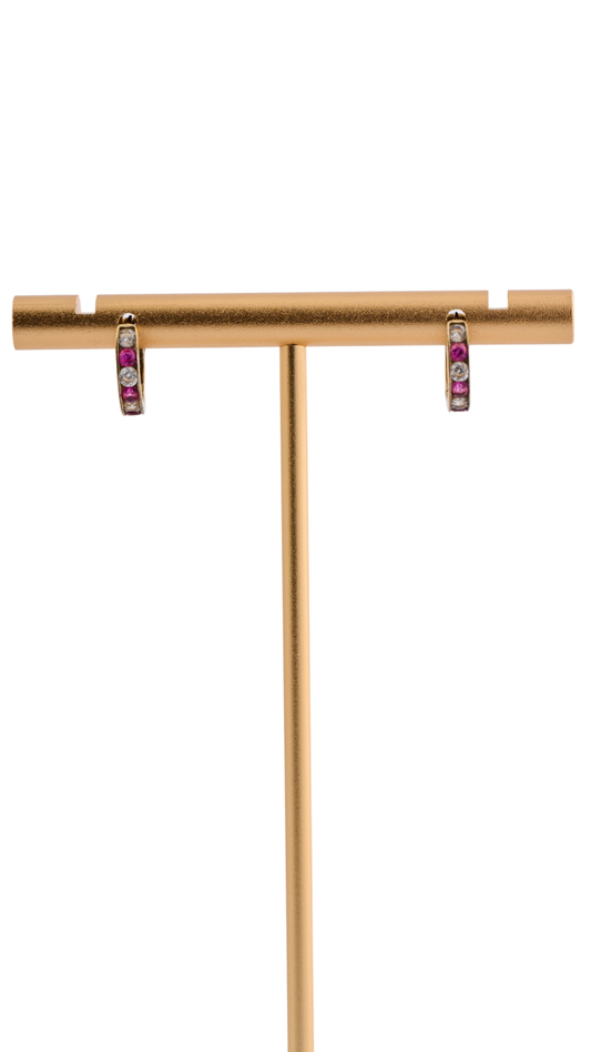 9ct Gold Diamond Ruby Earring