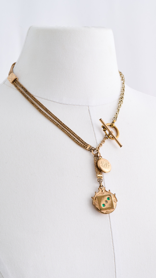 Gold Pendant Necklace with 3 Stones