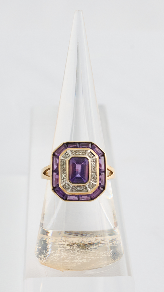 2554 Amethyst Diamond Cluster Ring