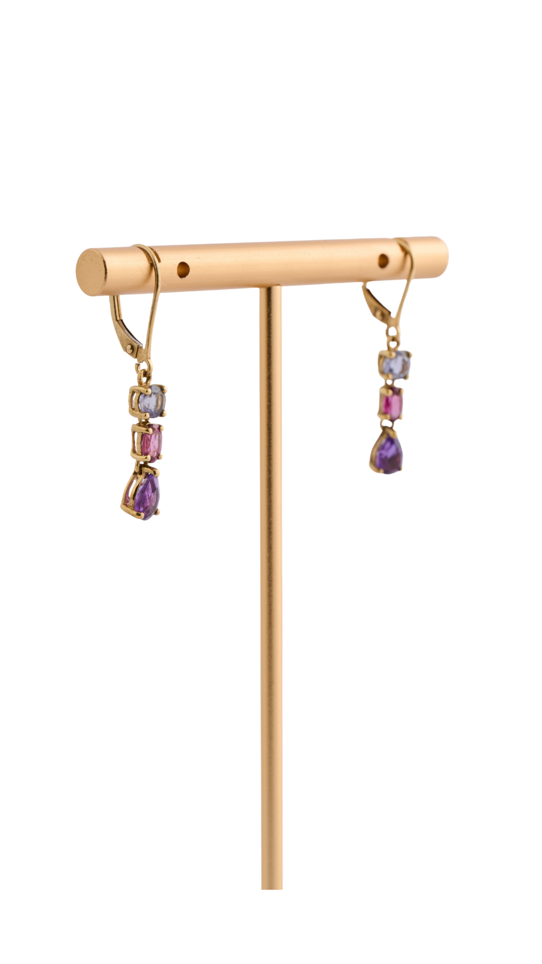 Lolite, Garnet, & Amethyst Earrings