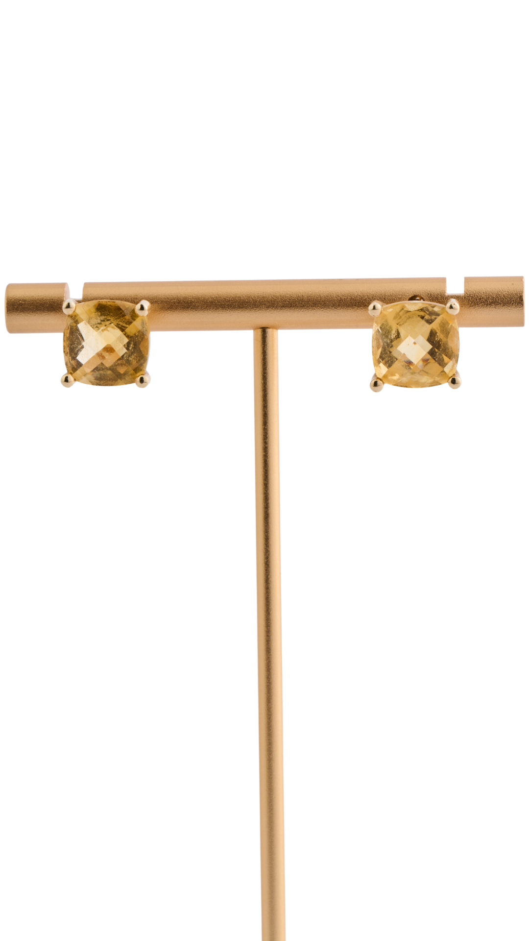 Citrine & Gold Square Earrings