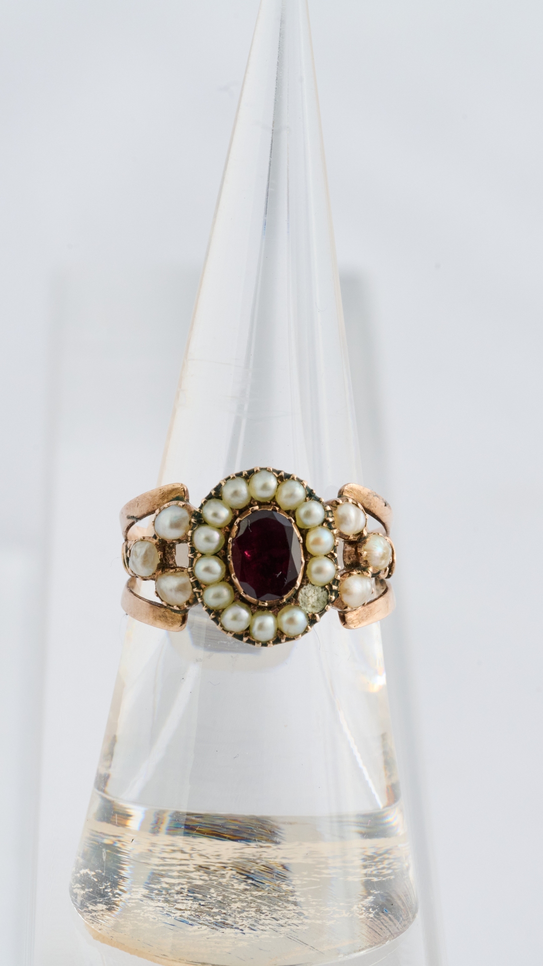 5 Garnet Seed Pearl Dress Ring