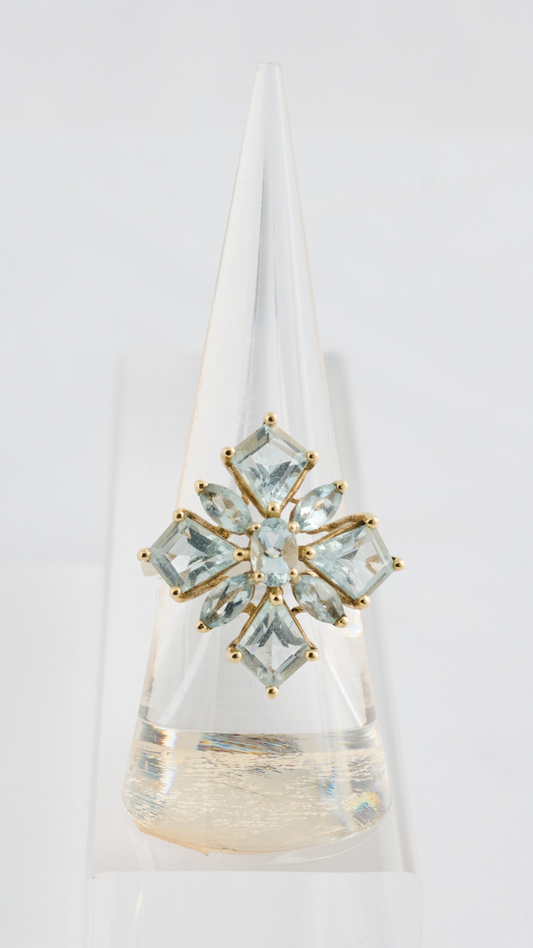 18-525 Aquamarine Flower Ring