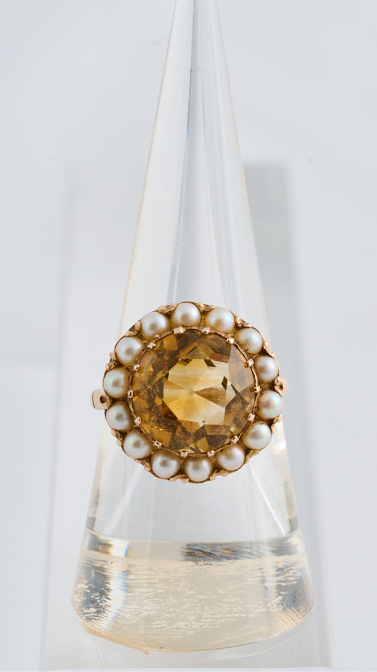 H62 Citrine & Seed Pearl Ring