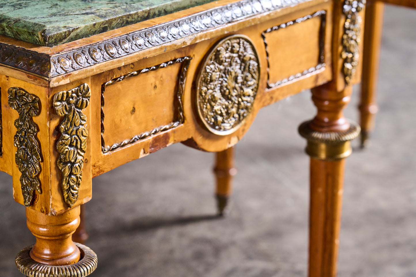 S244 Pair of Marble Top Maple Side Tables