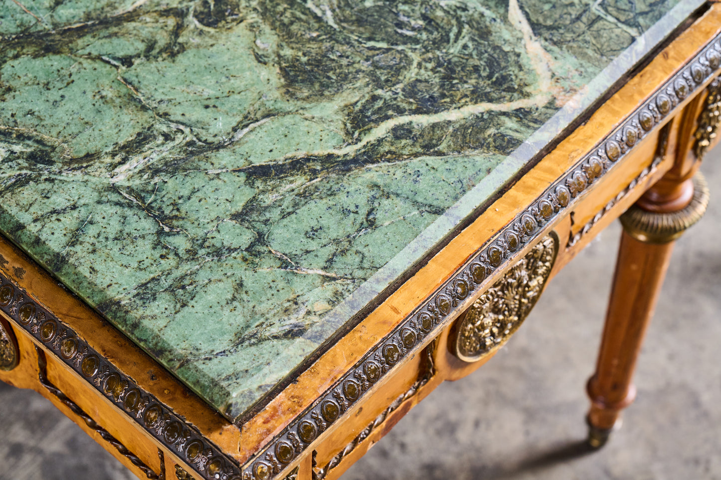 S244 Pair of Marble Top Maple Side Tables