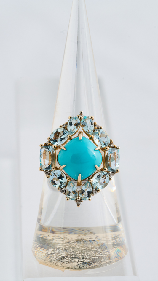 492 Turquoise & Aquamarine Dress Ring