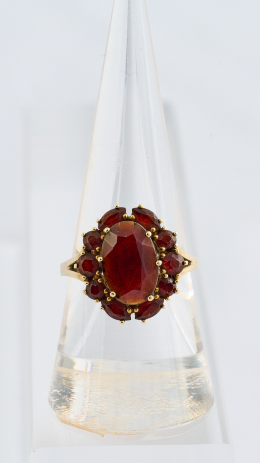 9ct Garnet Flower Ring