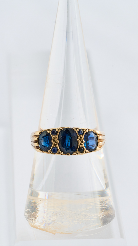 9ct Gold & Sapphire 3-Stone Ring