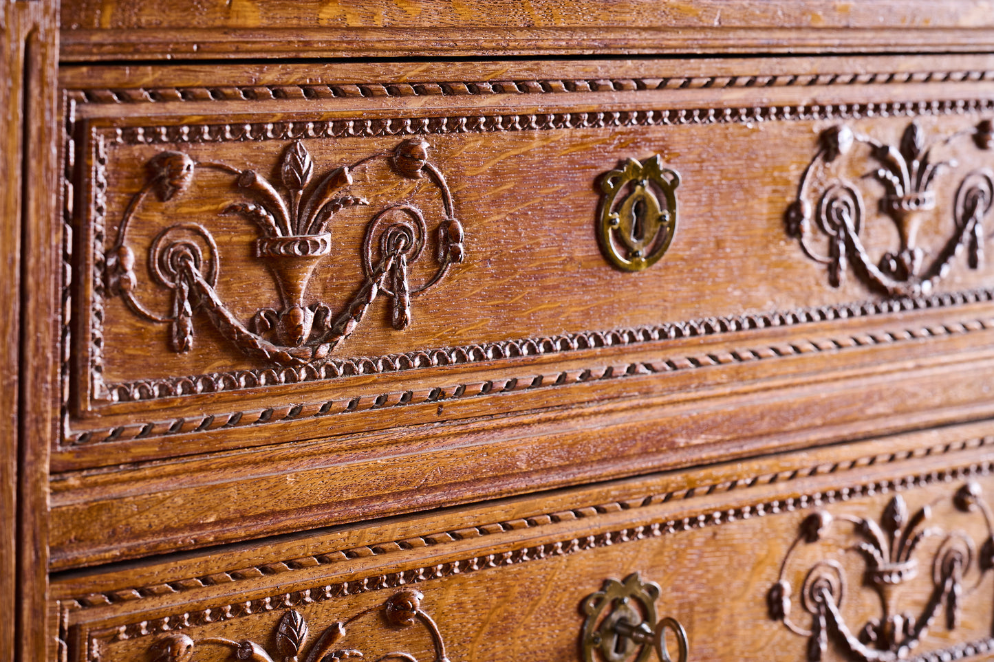 L801 Carved Oak Highboy Dresser