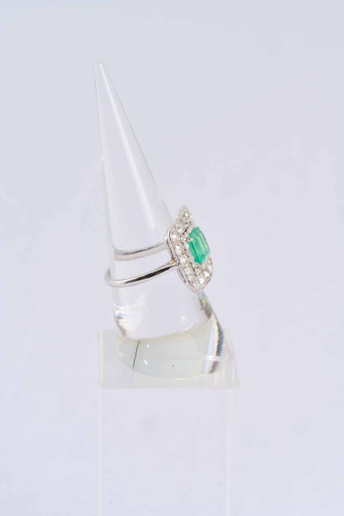 203 Emerald Diamond Square Dress Ring