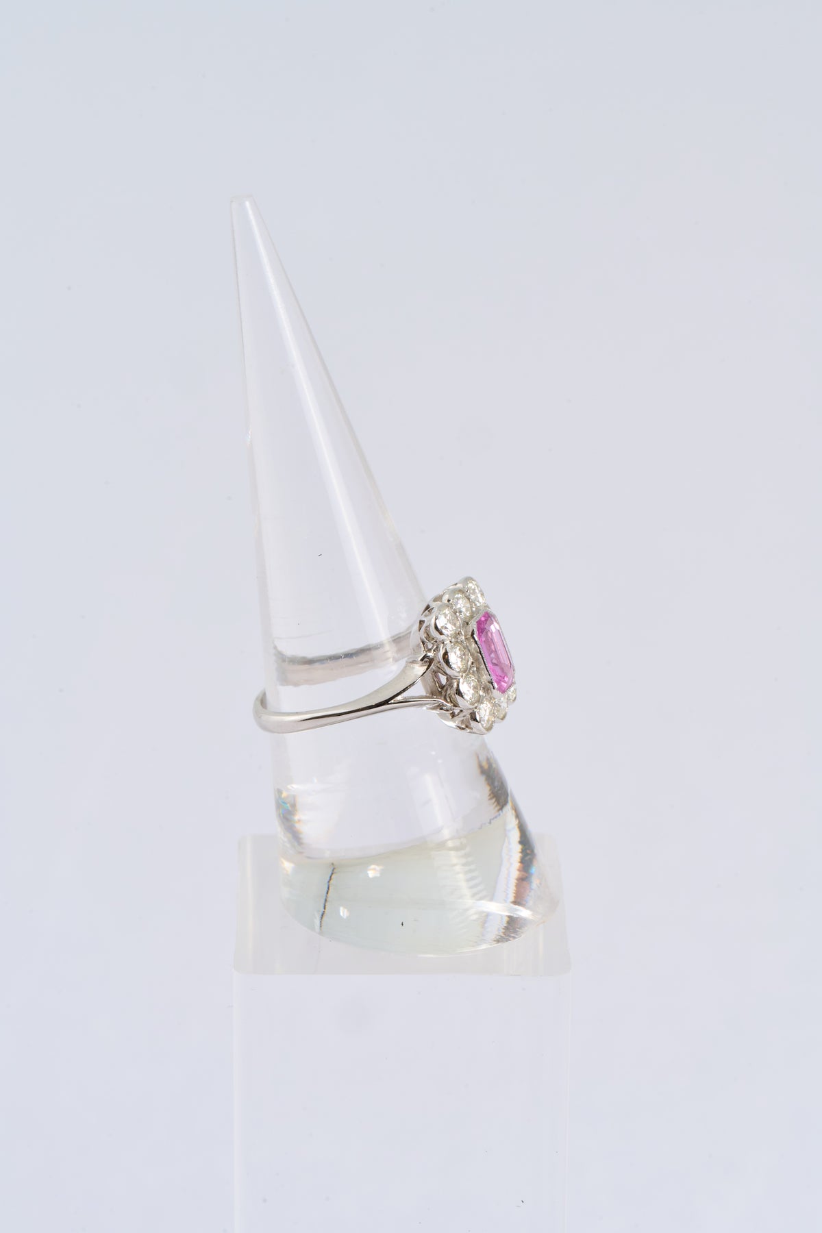 569 Pink Sapphire Diamond Cluster Ring