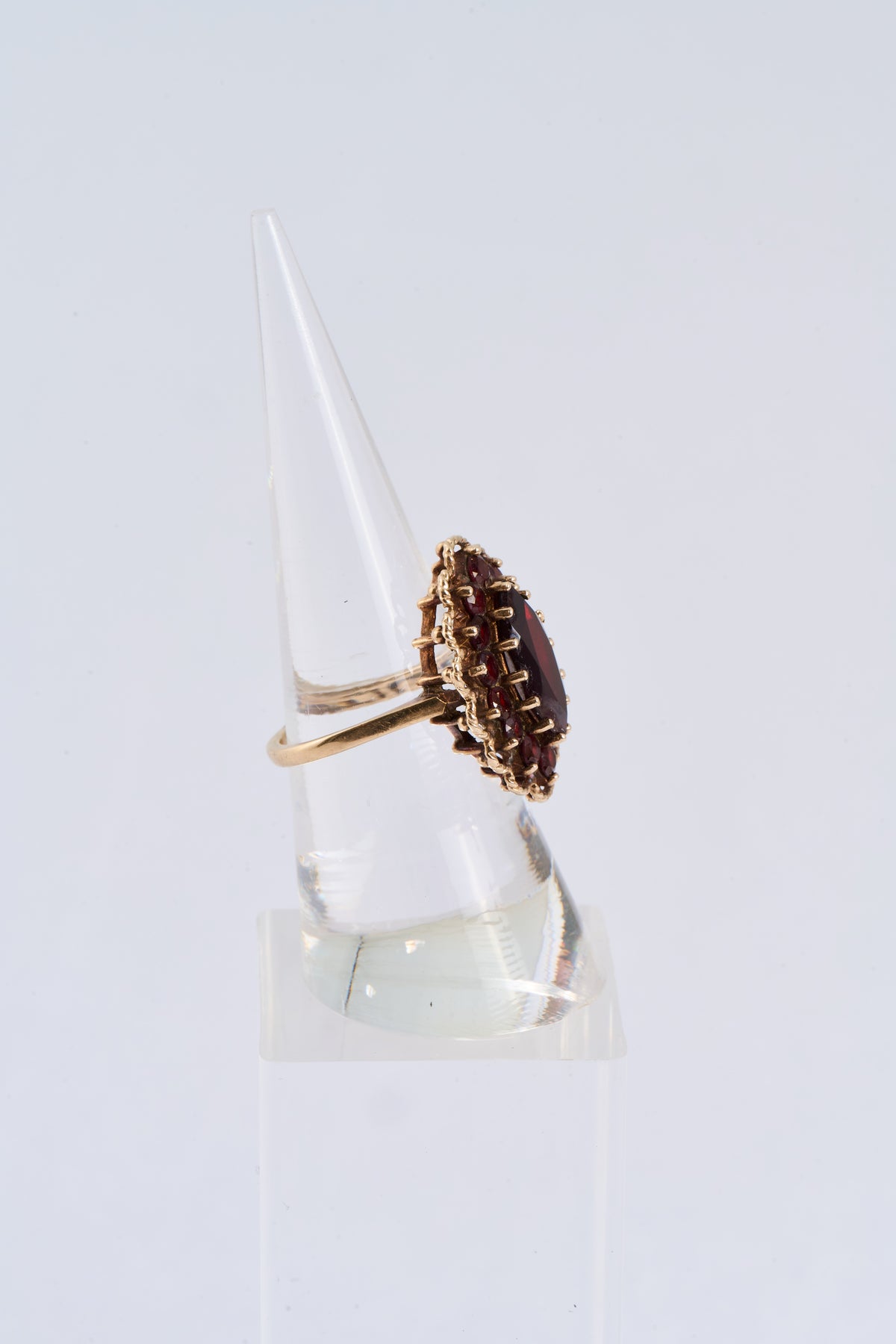 208 Garnet Navette Cluster Ring