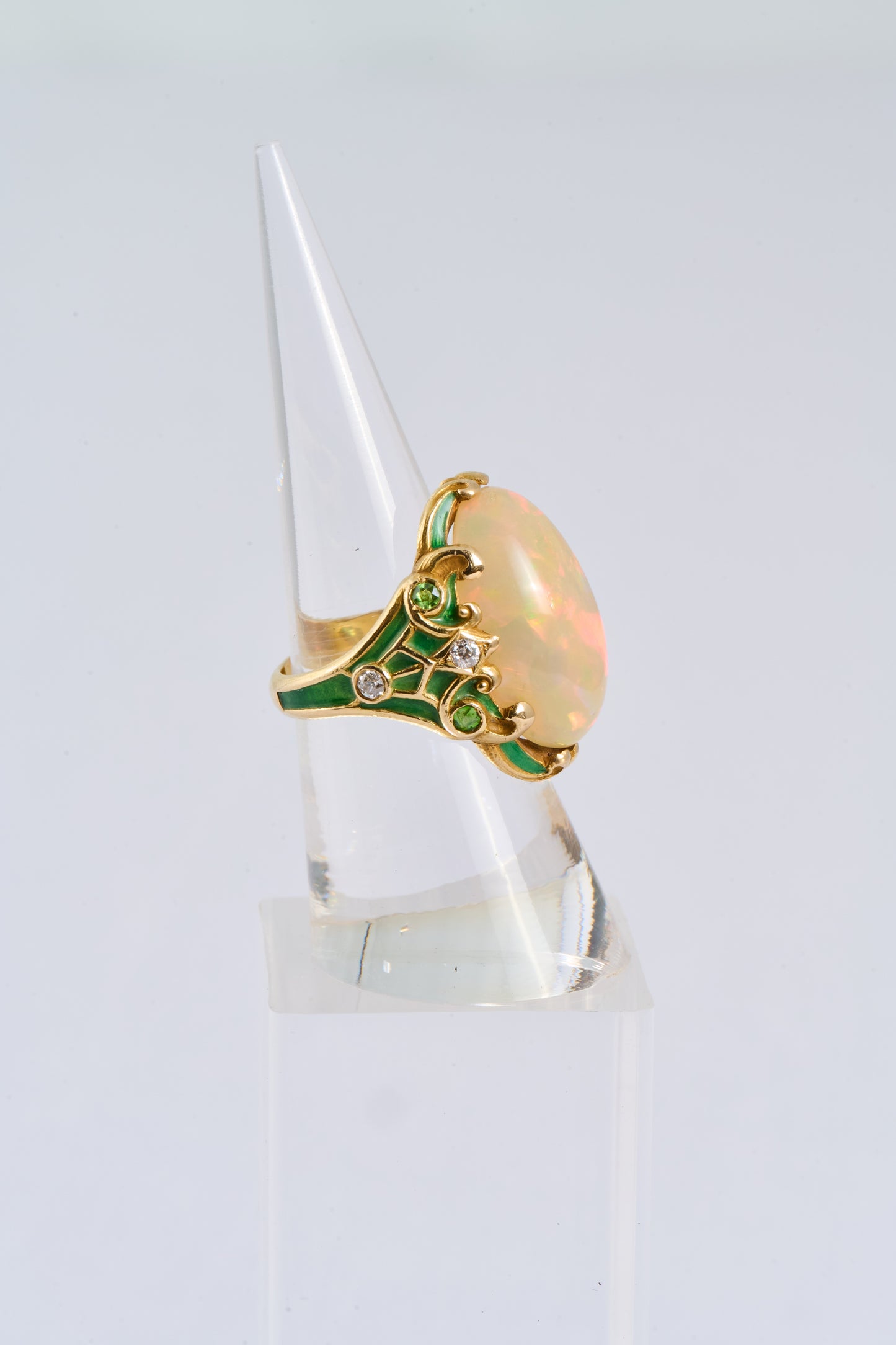 150 Art Nouveau Opal Diamond Dress Ring