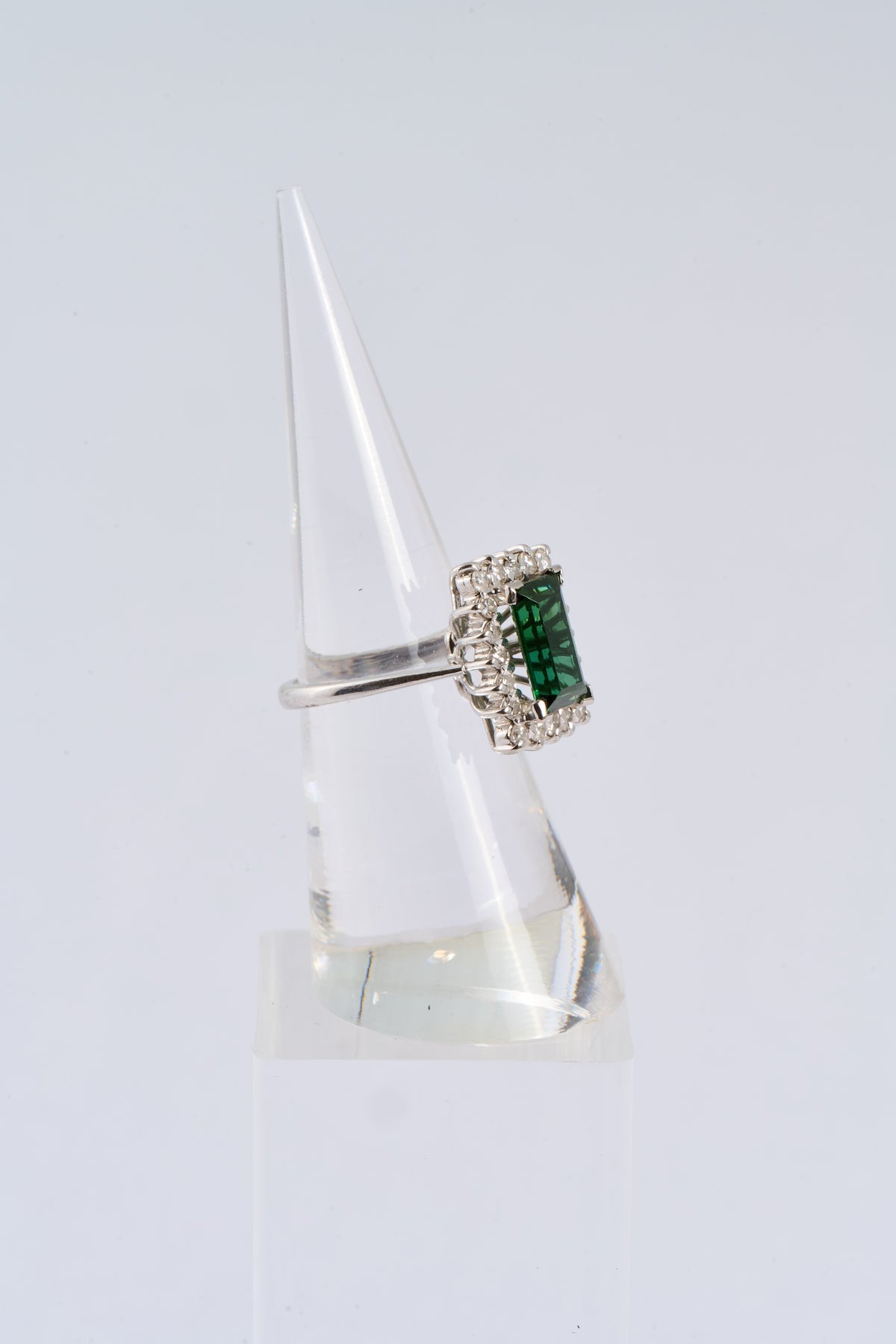 228 Tourmaline Diamond Rectangular Cluster Ring
