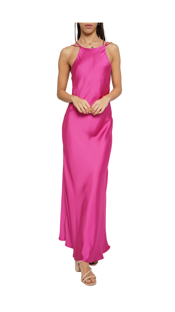 Pink Strappy Satin Dress