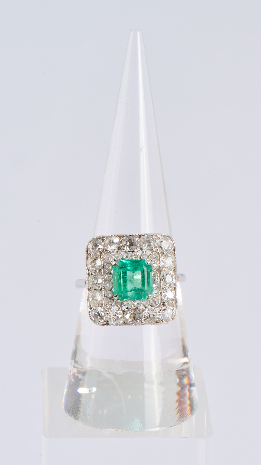 203 Emerald Diamond Square Dress Ring