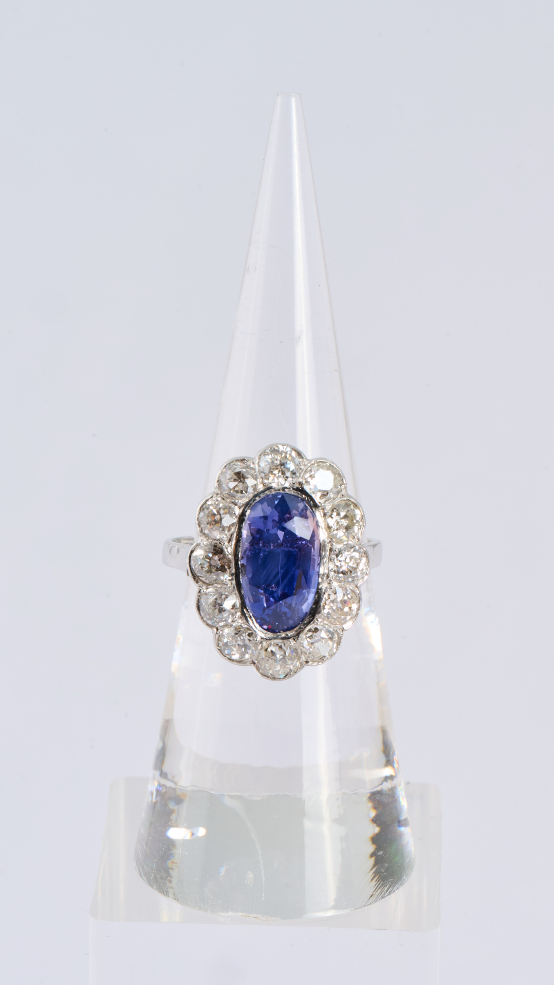 495 Sapphire Diamond Cluster Ring