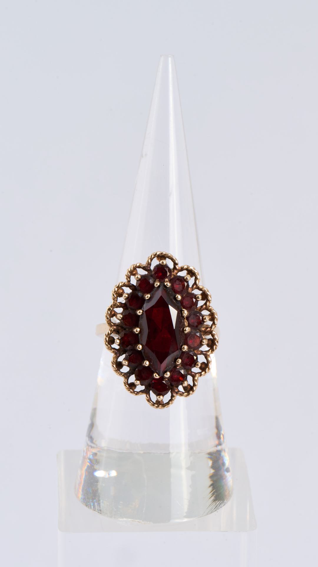 208 Garnet Navette Cluster Ring