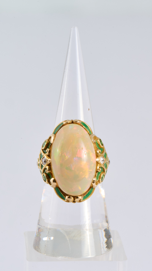 150 Art Nouveau Opal Diamond Dress Ring