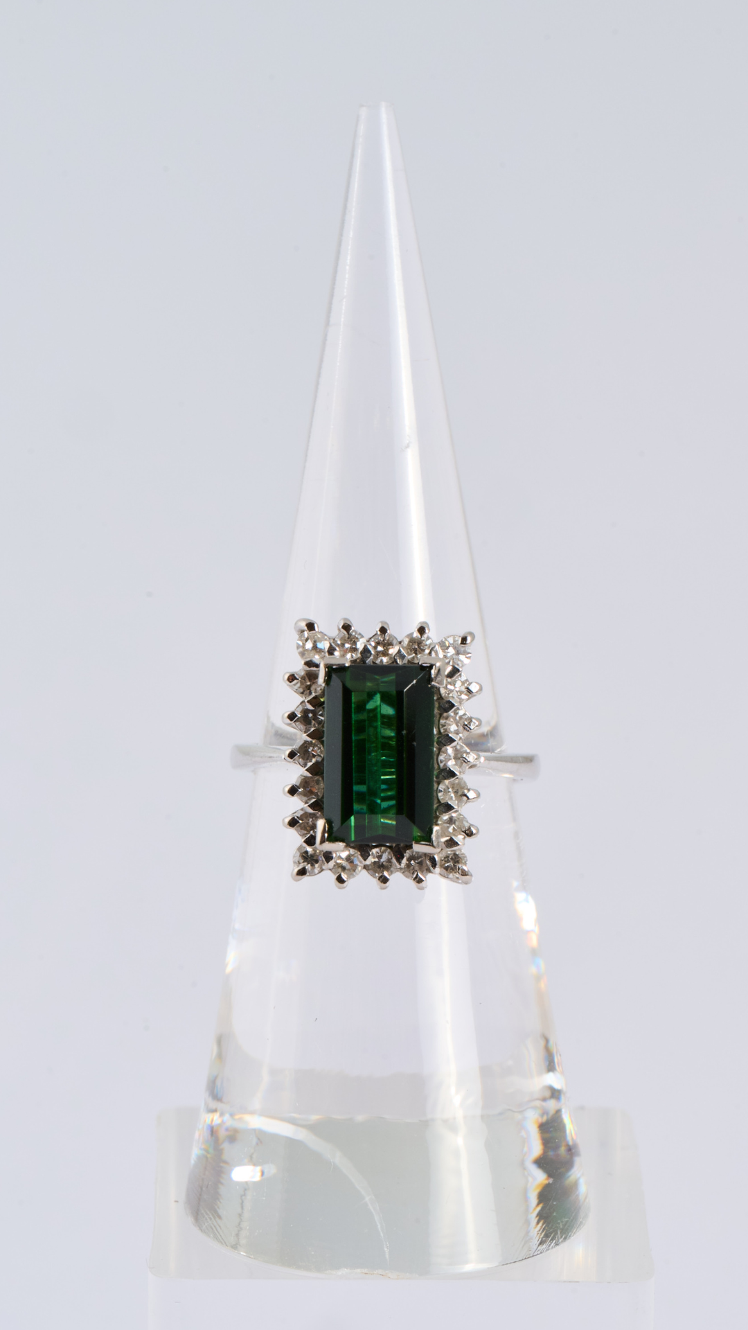 228 Tourmaline Diamond Rectangular Cluster Ring