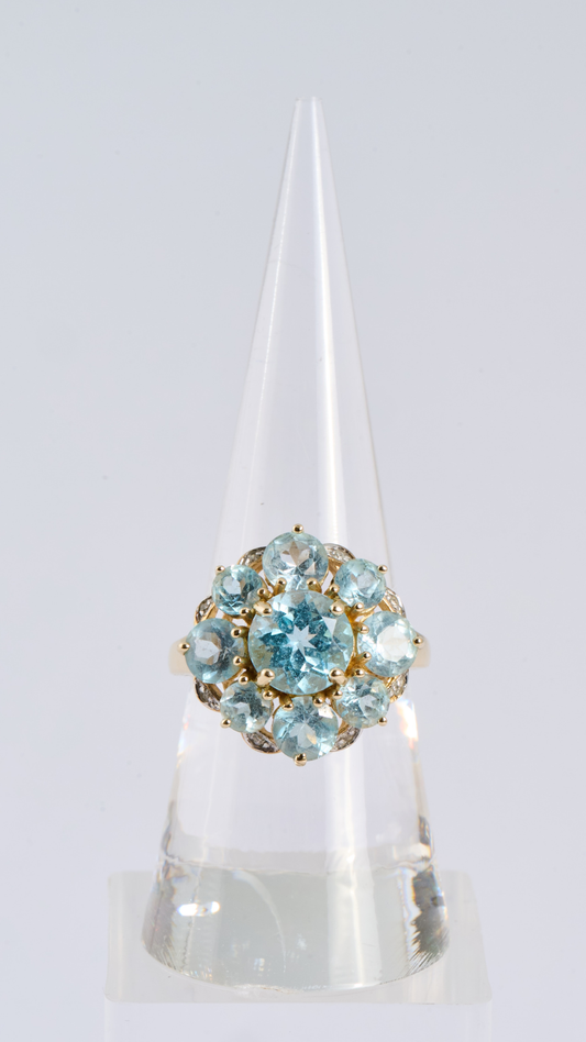 69 Aquamarine Cluster Ring