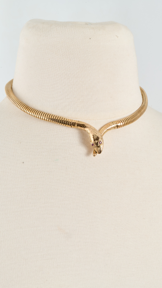 867 Gold Ruby Snake Necklace