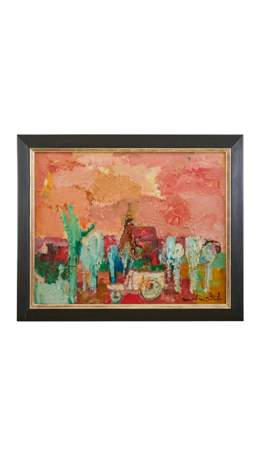 D6032 Marcel van Driessche Village Scene Painting