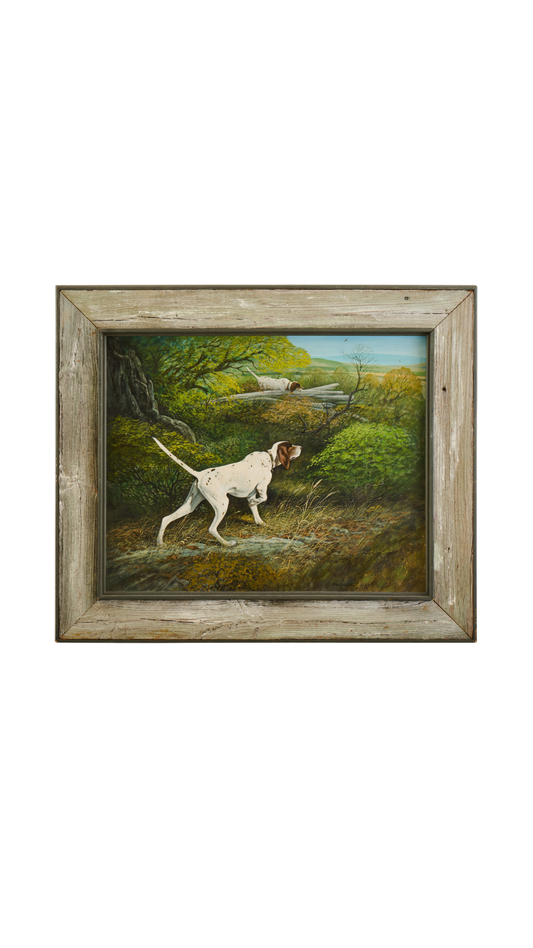 American Pointer Hunting Dog Landscape Painting