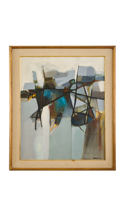 Large Multi-Color Geo Abstract Framed