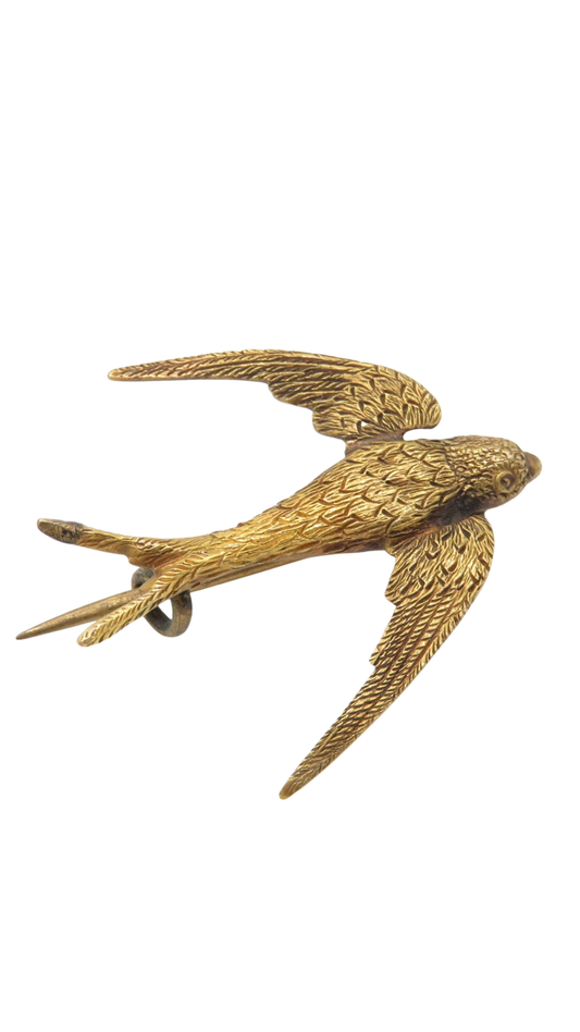 73 Gold Victorian Swallow Brooch