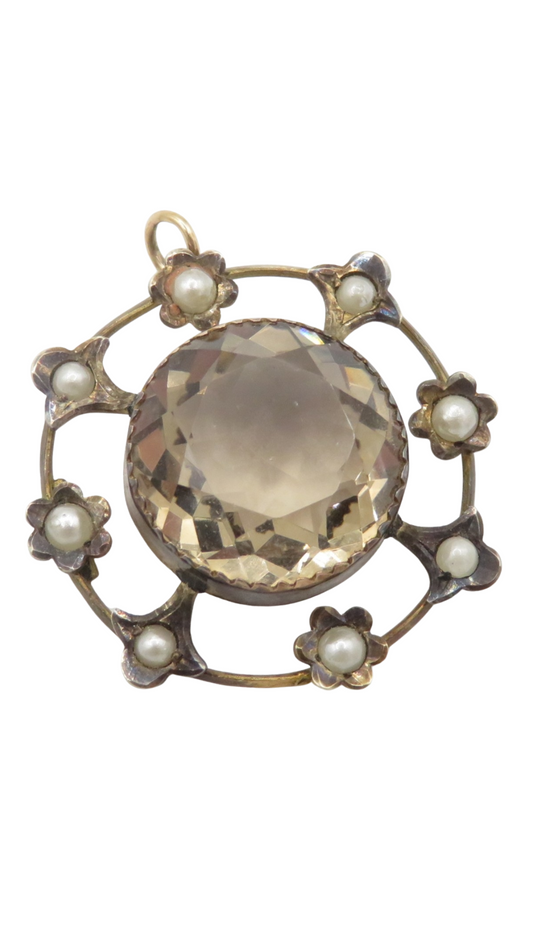 295 Smoky Quartz Pearl Pendant