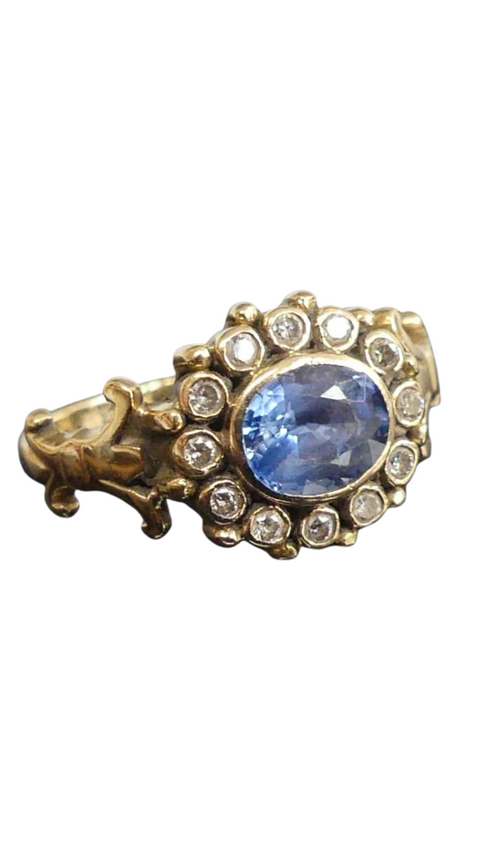 2508 Sapphire Diamond Cluster Ring
