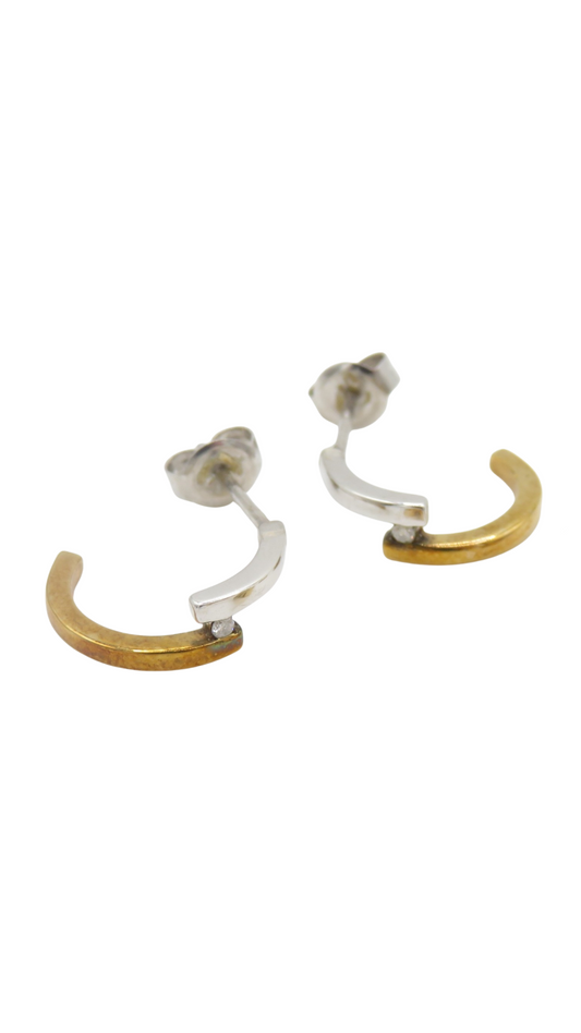 229 Gold Silver Diamond Hoops