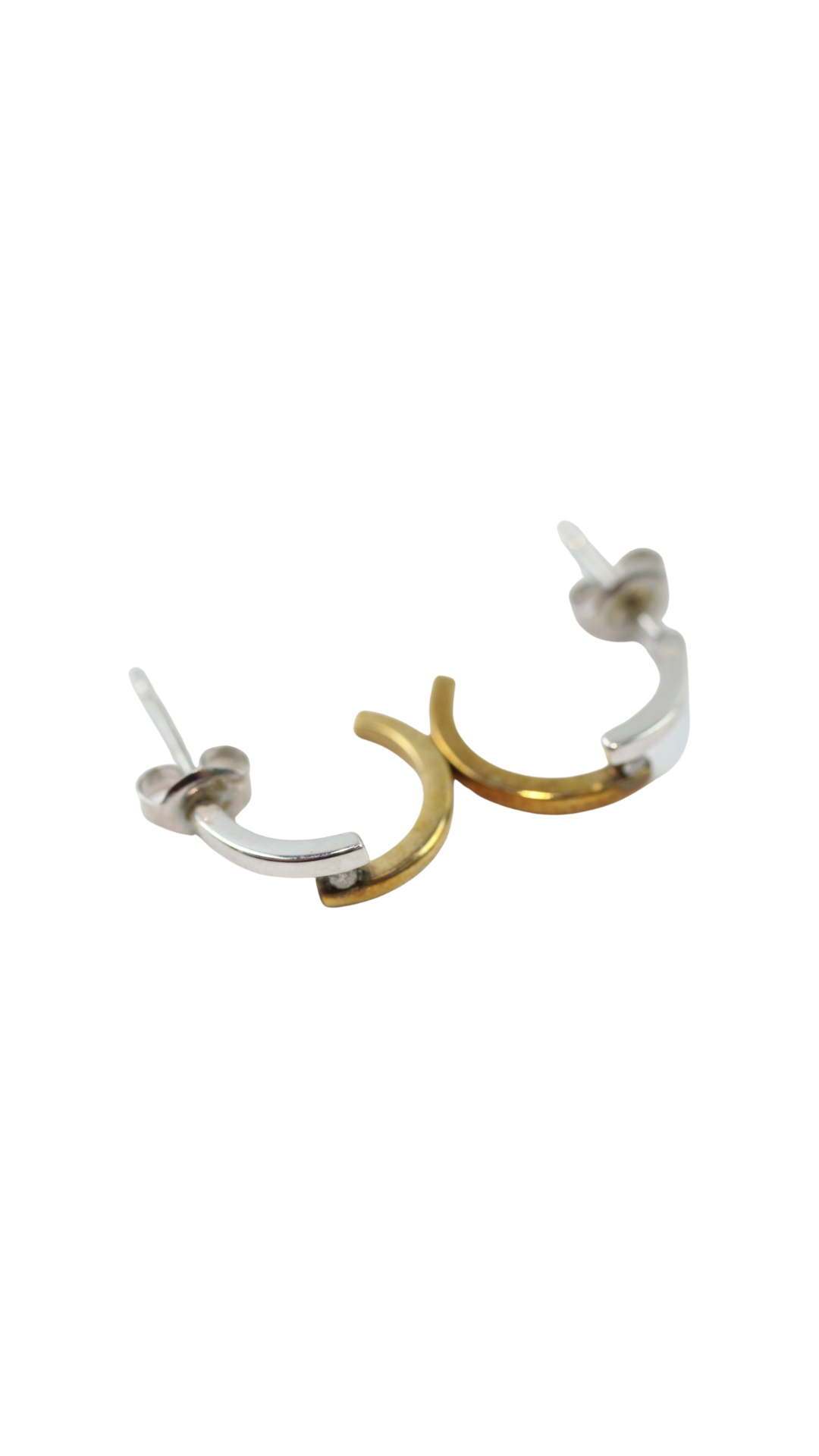 229 Gold Silver Diamond Hoops