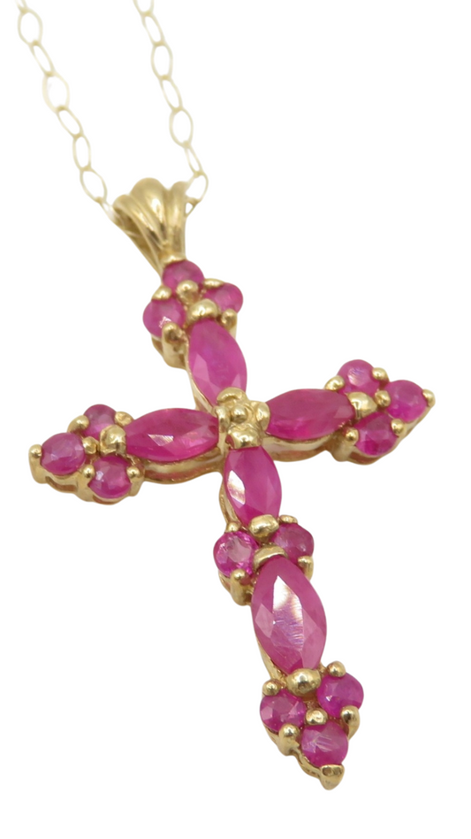 86 Ruby Cross Pendant Necklace