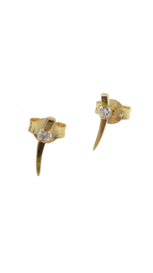 229 Gold Diamond Spike Earrings