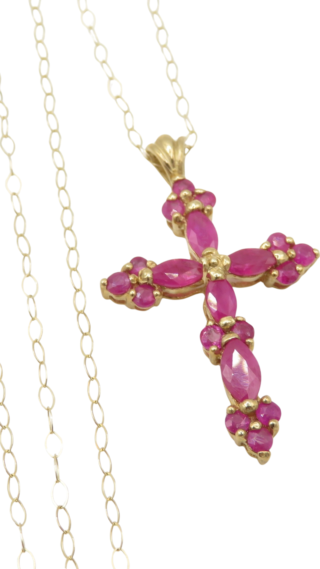 86 Ruby Cross Pendant Necklace