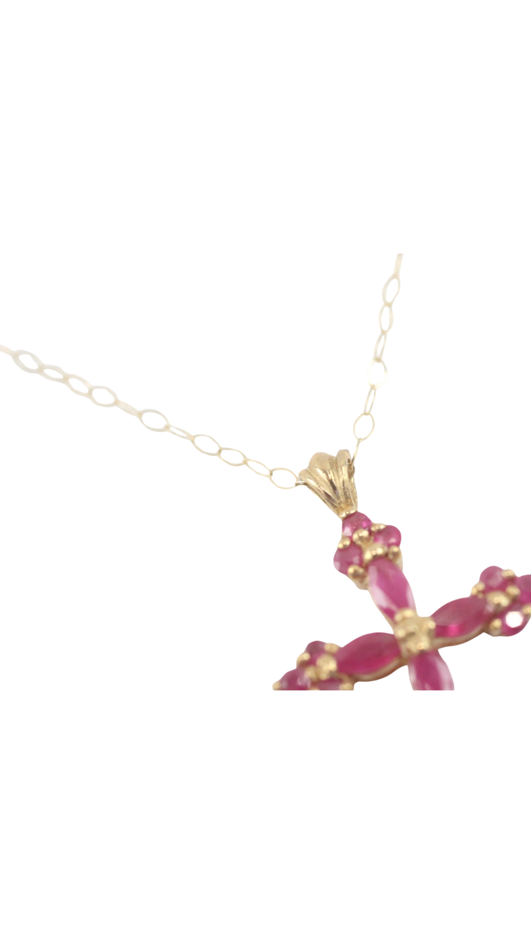 86 Ruby Cross Pendant Necklace
