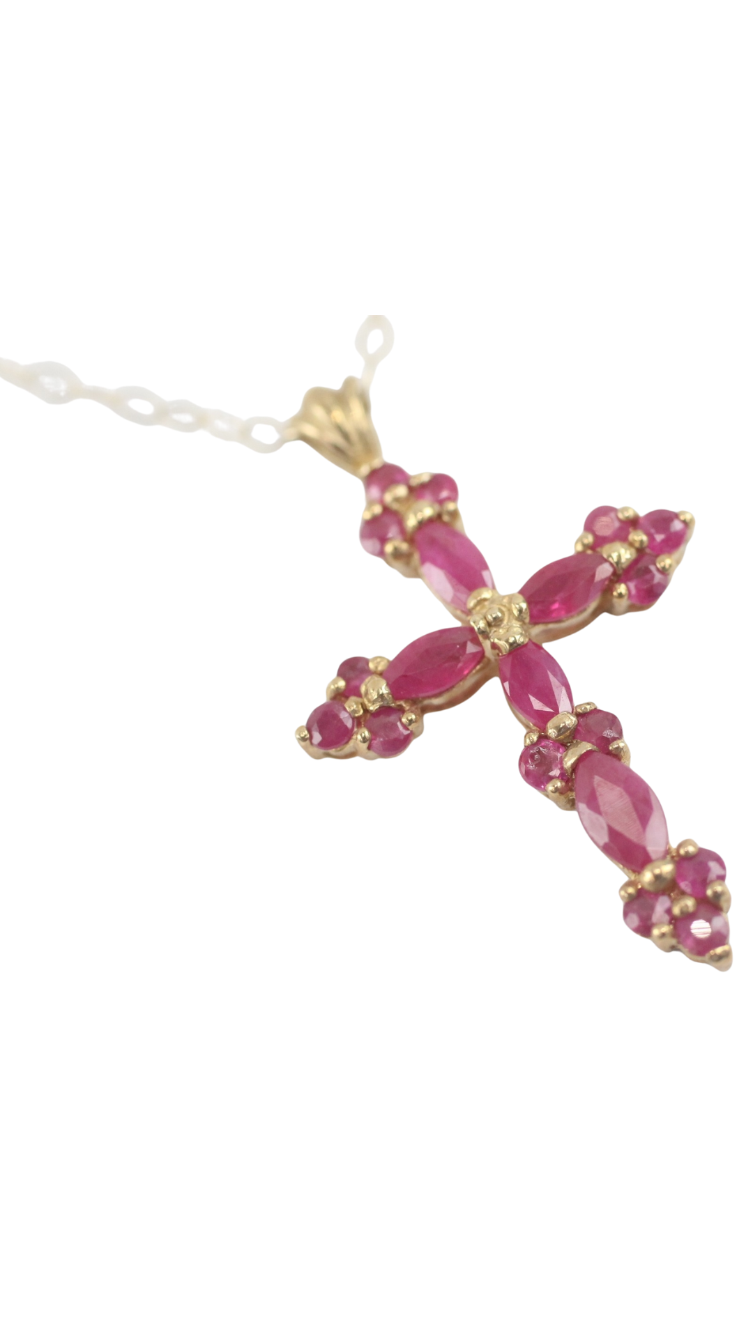 86 Ruby Cross Pendant Necklace
