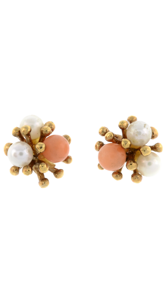 85 Coral & Seed Pearl Earrings