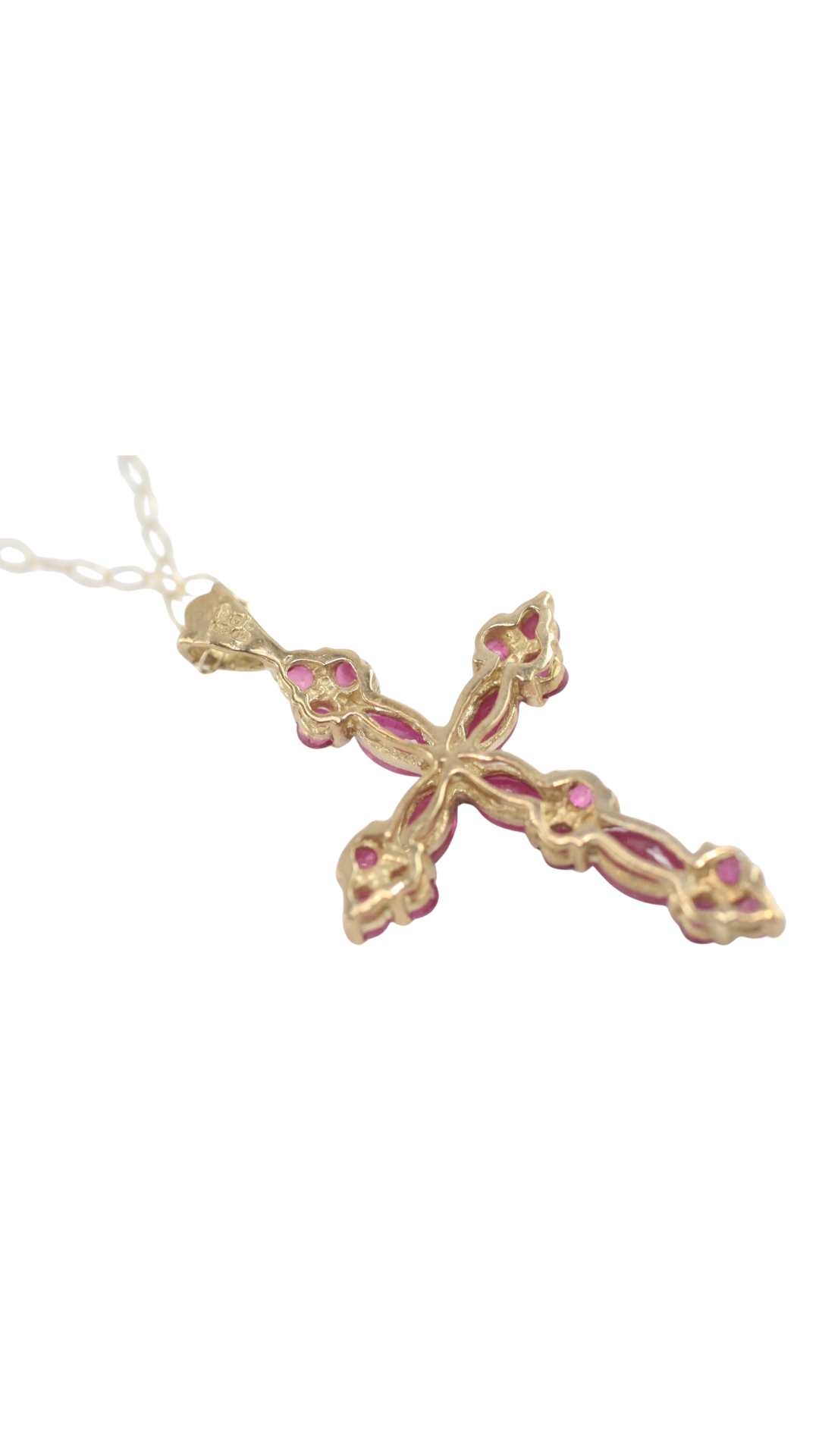 86 Ruby Cross Pendant Necklace