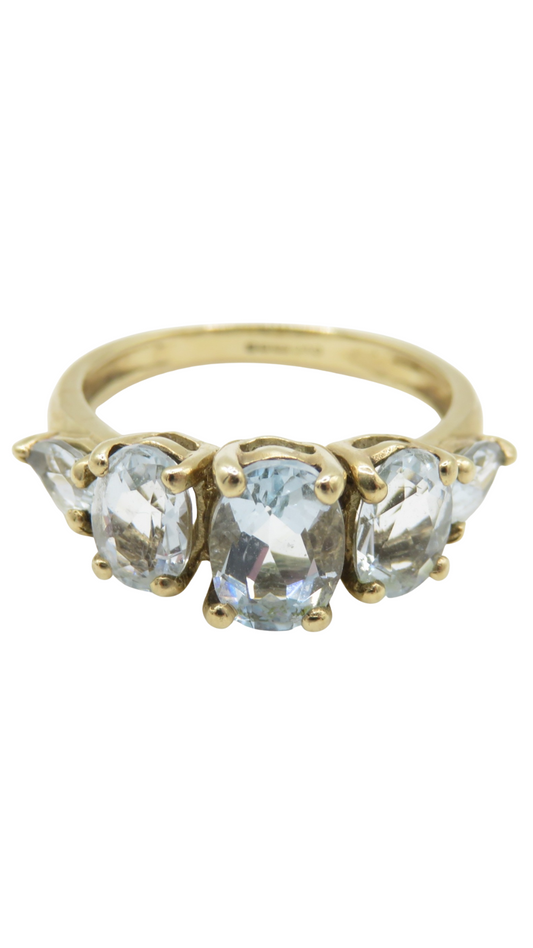 175 Aquamarine 5 Stone Ring