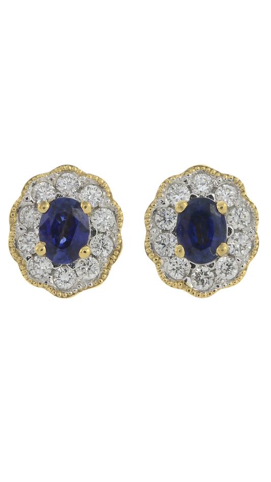 40 Gold Sapphire & Diamond Earrings